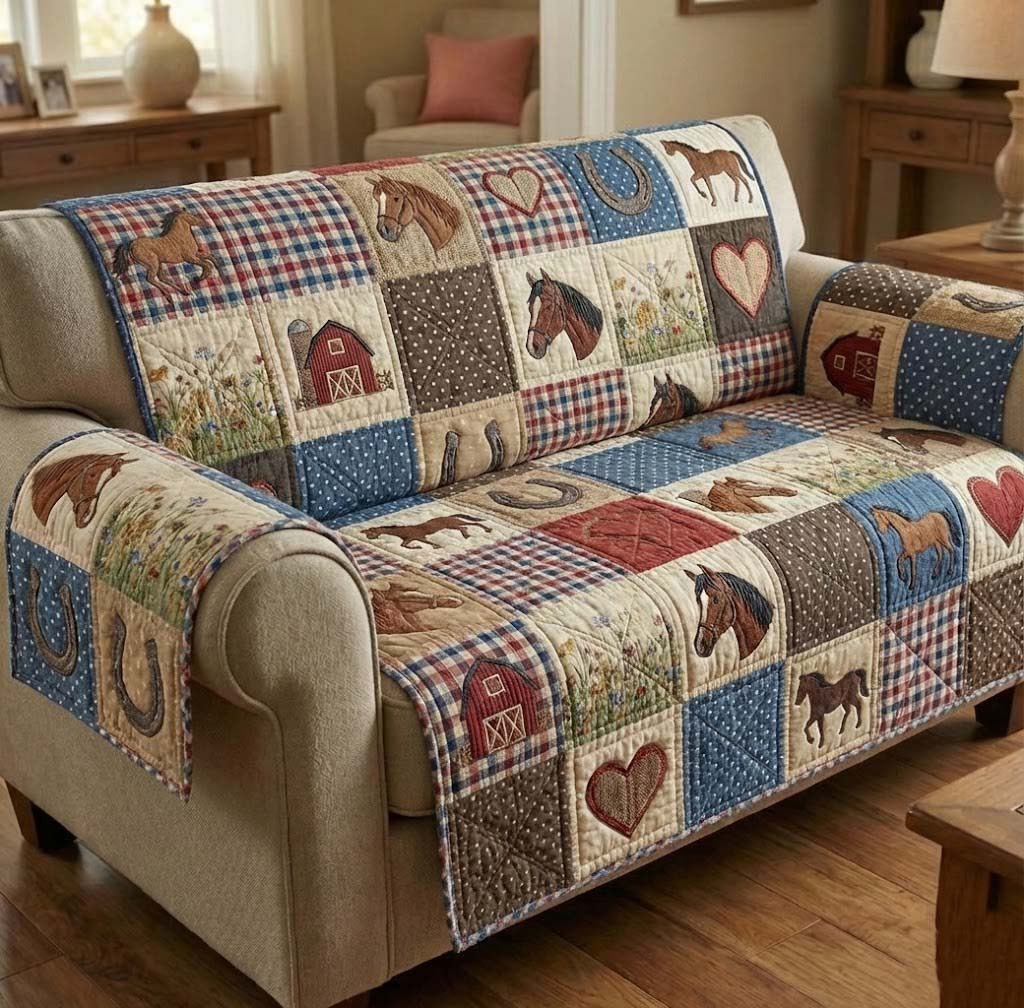 Patchy Horse Quilted Sofa Cover GFTOTG3371