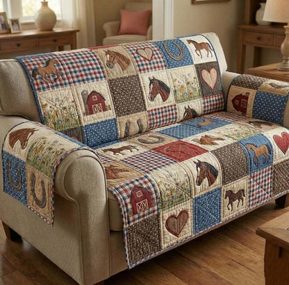 Patchy Horse Quilted Sofa Cover GFTOTG3371