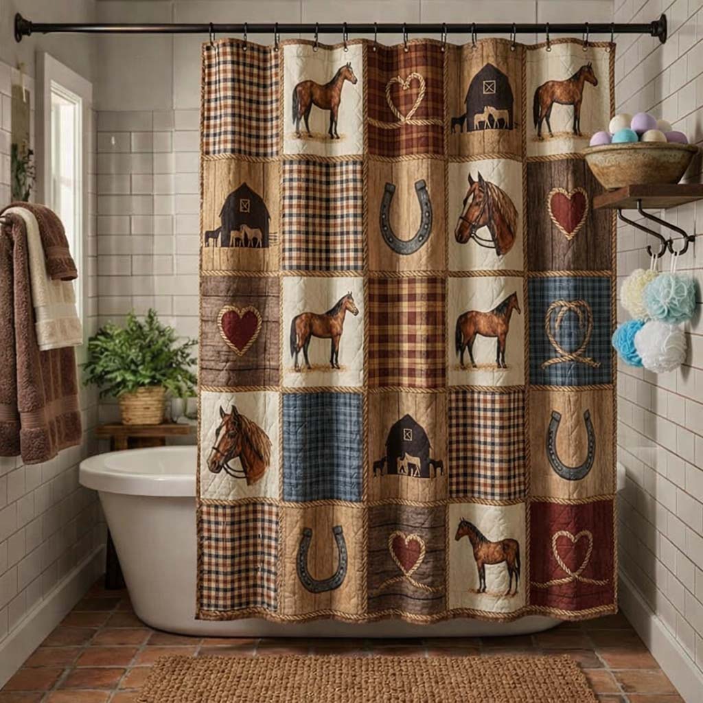 Patchy Horse Shower Curtain GFTOTG3390