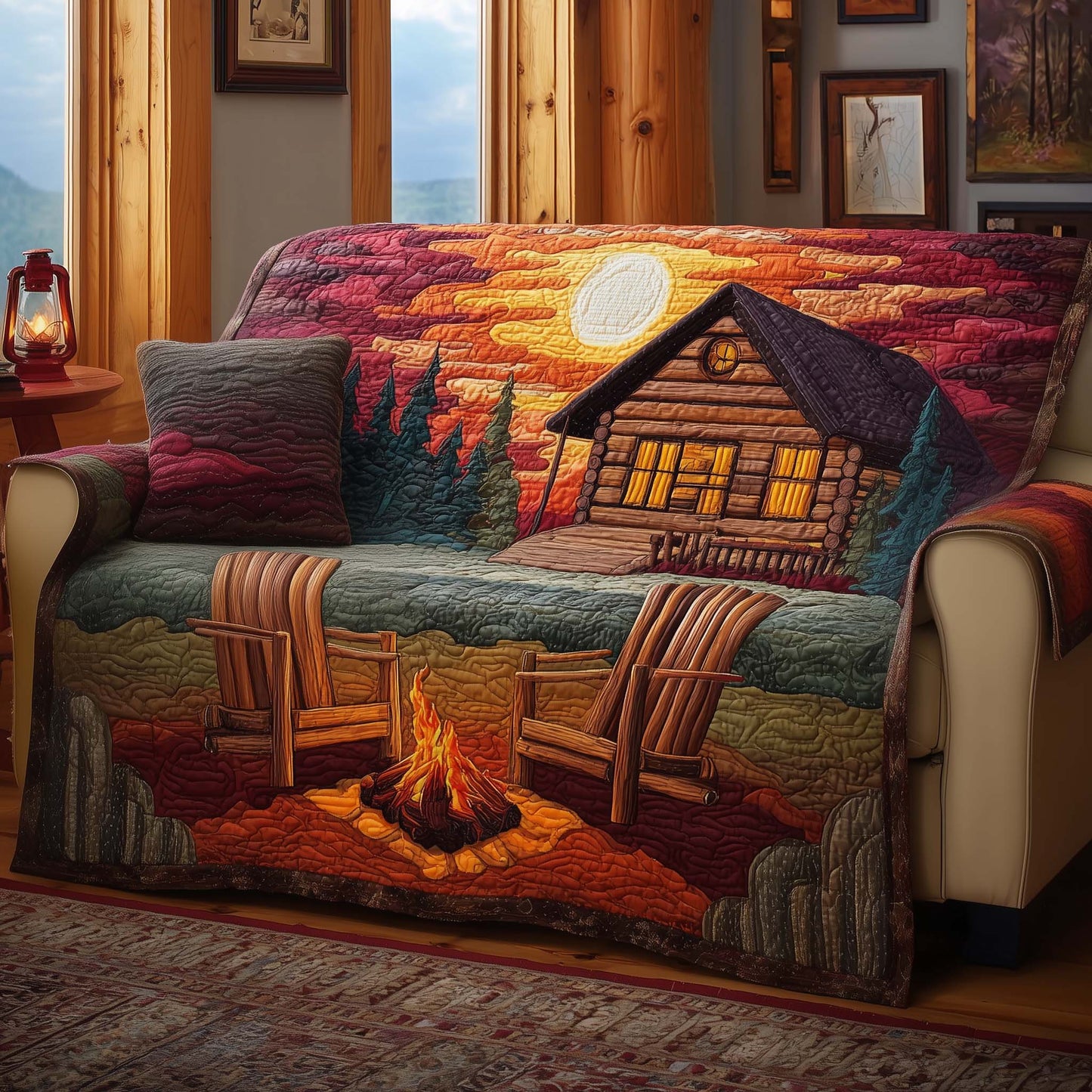 Log Cabin Quilted Sofa Cover GFTOTG3429