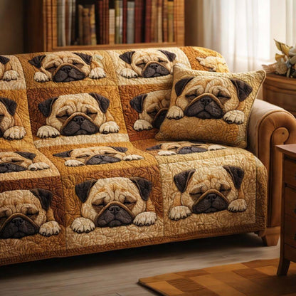 Adorable Pug Quilted Sofa Cover GFTOTG3608