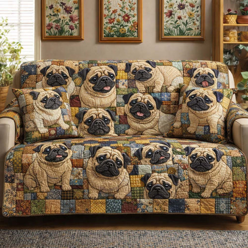 Adorable Pug Quilted Sofa Cover GFTOTG3609
