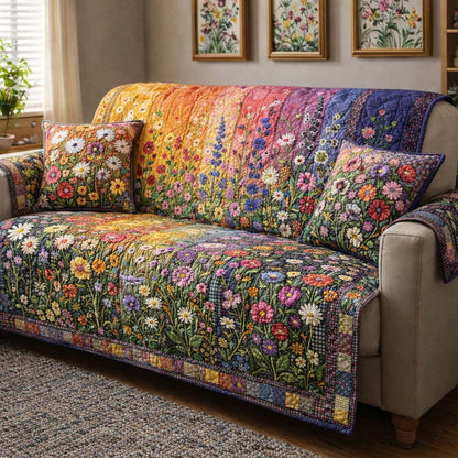 Wildflower Meadow Quilted Sofa Cover GFTOTG3631