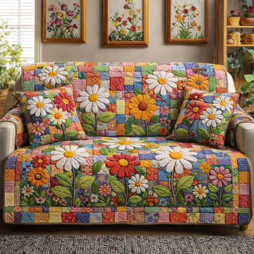 Wildflower Meadow Quilted Sofa Cover GFTOTG3632