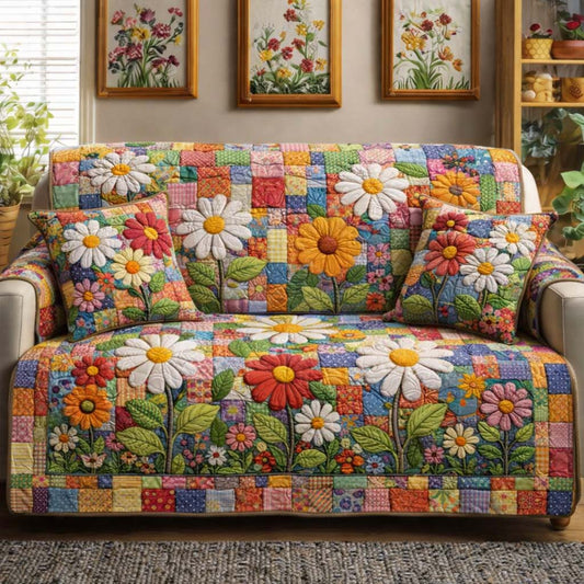 Wildflower Meadow Quilted Sofa Cover GFTOTG3632
