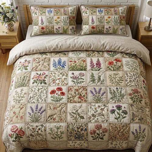 Flower Patchwork 3-Piece Quilted Bedding Set GFTOTG3634