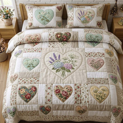 Flower Patchwork 3-Piece Quilted Bedding Set GFTOTG3635