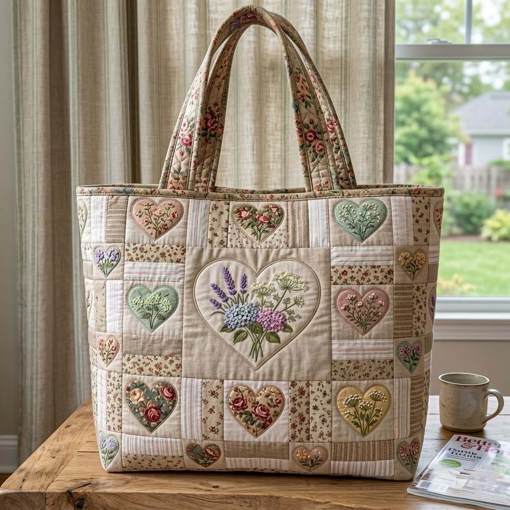 Flower Patchwork Quilted Tote Bag GFTOTG3635C2