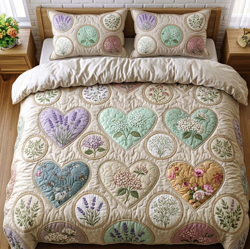 Flower Patchwork 3-Piece Quilted Bedding Set GFTOTG3637