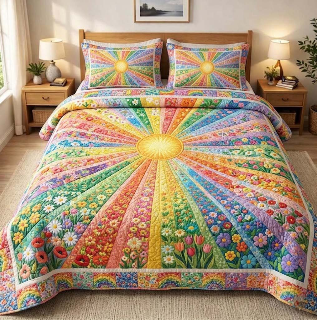Floral Sunburst 3-Piece Quilted Bedding Set GFTOTG3647