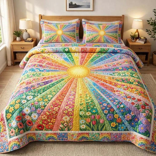 Floral Sunburst 3-Piece Quilted Bedding Set GFTOTG3647