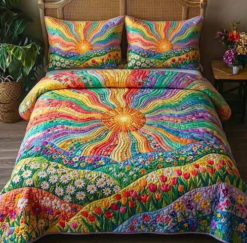 Floral Sunburst 3-Piece Quilted Bedding Set GFTOTG3650