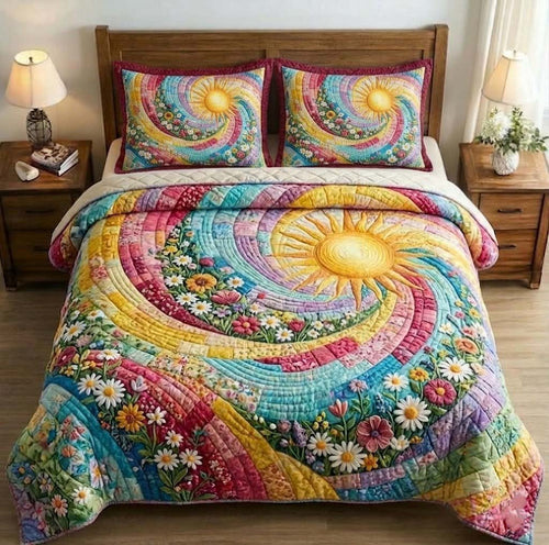 Floral Sunburst 3-Piece Quilted Bedding Set GFTOTG3651