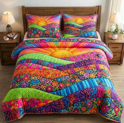 Floral Sunburst 3-Piece Quilted Bedding Set GFTOTG3652