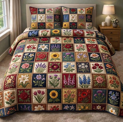 Patchy Bloom 3-Piece Quilted Bedding Set GFTOTG3702