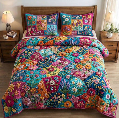 Patchy Bloom 3-Piece Quilted Bedding Set GFTOTG3706