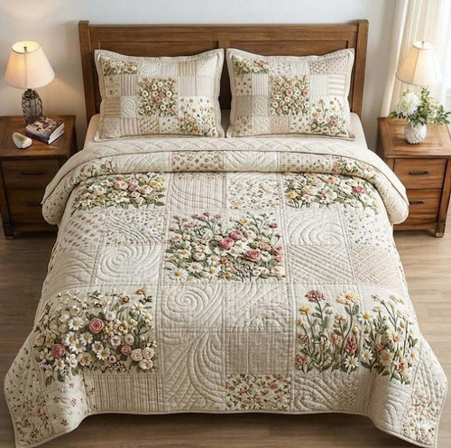 Patchy Bloom 3-Piece Quilted Bedding Set GFTOTG3708