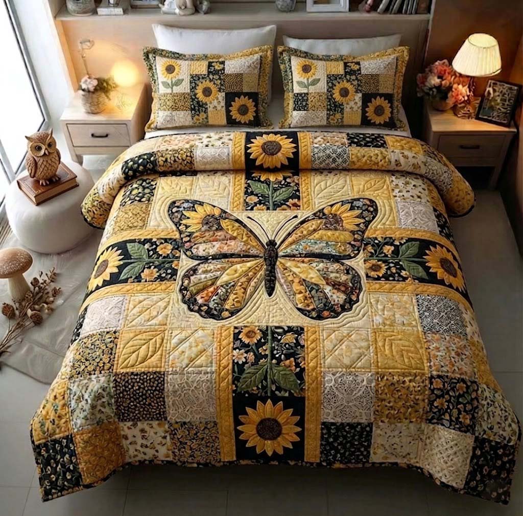 Amber Wings 3-Piece Quilted Bedding Set GFTOTG3710