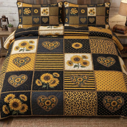 Patchy Sunflower 3-Piece Quilted Bedding Set GFTOTG3714