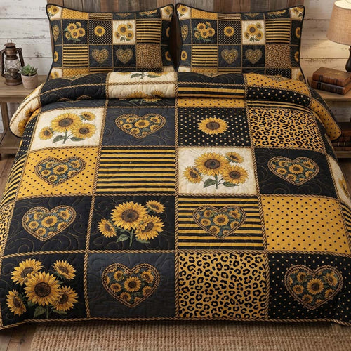 Patchy Sunflower 3-Piece Quilted Bedding Set GFTOTG3714