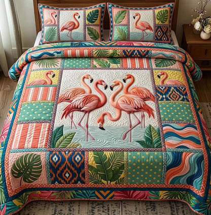Tropical Flamingo 3-Piece Quilted Bedding Set GFTOTG3718
