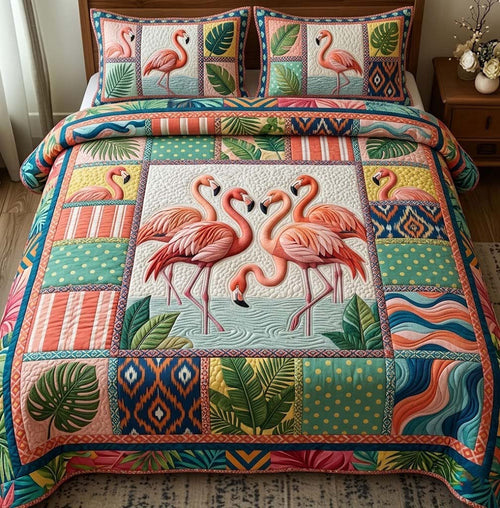 Tropical Flamingo 3-Piece Quilted Bedding Set GFTOTG3718