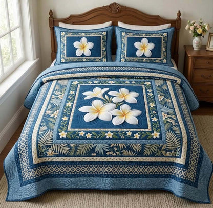 Blooming Plumeria 3-Piece Quilted Bedding Set GFTOTG3719
