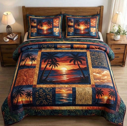 Palm Whisper 3-Piece Quilted Bedding Set GFTOTG3721