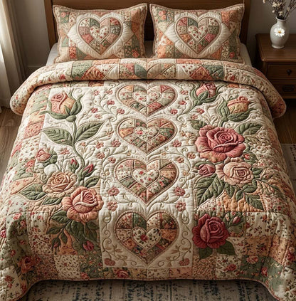 Flower Patchwork 3-Piece Quilted Bedding Set GFTOTG3724