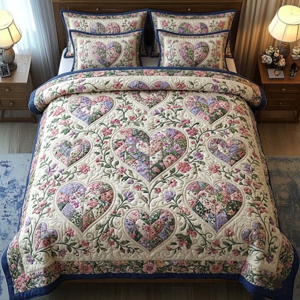 Flower Patchwork 3-Piece Quilted Bedding Set GFTOTG3726