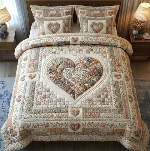 Flower Patchwork 3-Piece Quilted Bedding Set GFTOTG3728