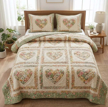 Flower Patchwork 3-Piece Quilted Bedding Set GFTOTG3729