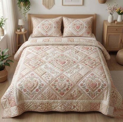 Flower Patchwork 3-Piece Quilted Bedding Set GFTOTG3732