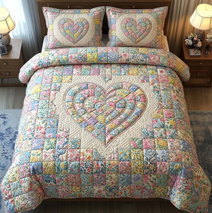 Flower Patchwork 3-Piece Quilted Bedding Set GFTOTG3734