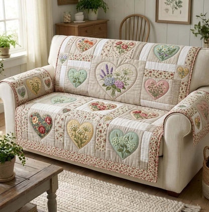 Flower Patchwork Quilted Sofa Cover GFTOTG3821