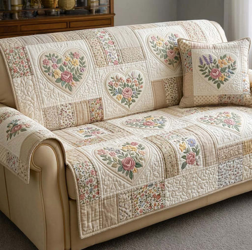 Flower Patchwork Quilted Sofa Cover GFTOTG3822