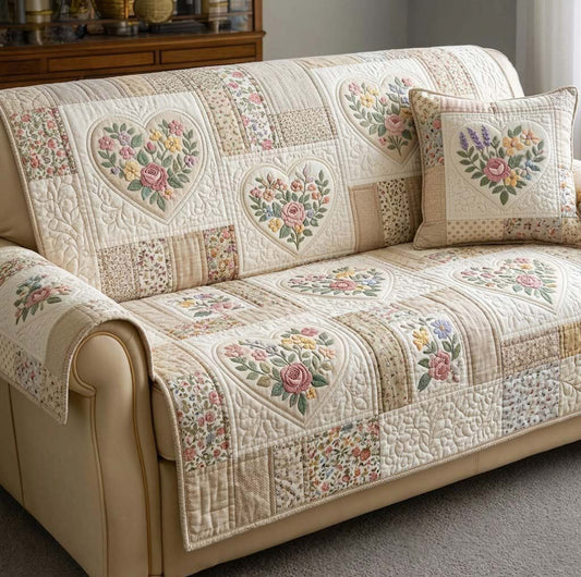 Flower Patchwork Quilted Sofa Cover GFTOTG3822