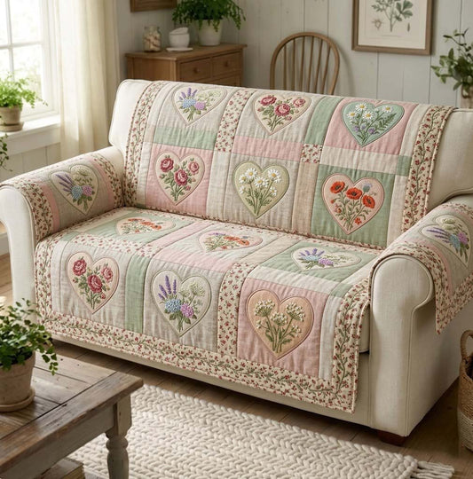 Flower Patchwork Quilted Sofa Cover GFTOTG3823