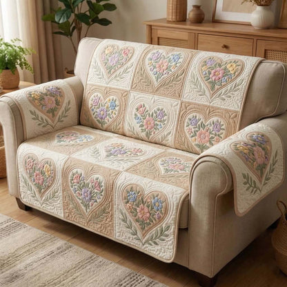 Flower Patchwork Quilted Sofa Cover GFTOTG3824