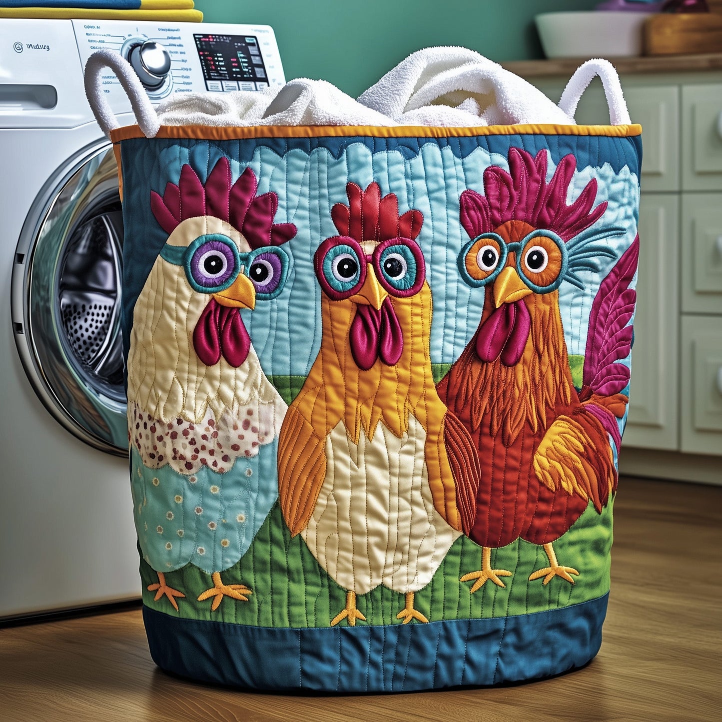 Whimsical Chicken Quilted Laundry Basket GFTOTG394