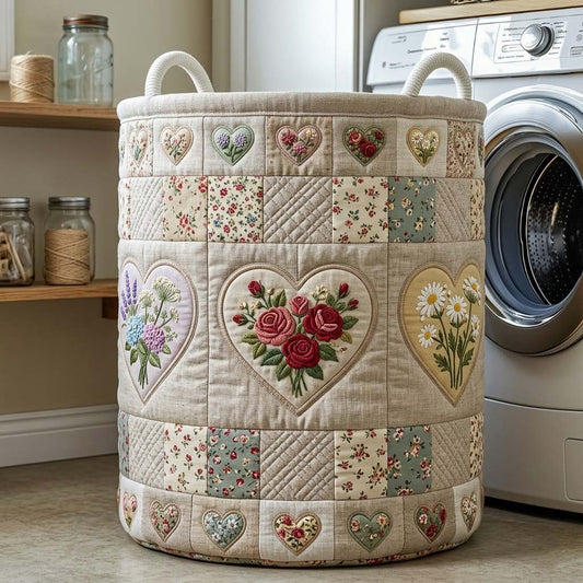 Flower Patchwork Quilted Laundry Basket GFTOTG3954