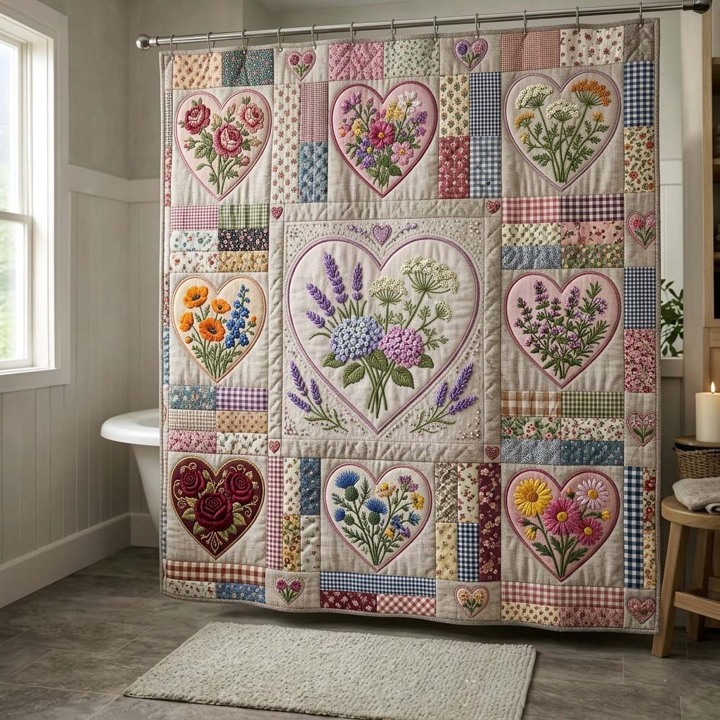 Flower Patchwork Shower Curtain GFTOTG4070