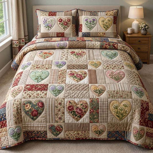 Flower Patchwork 3-Piece Quilted Bedding Set GFTOTG4075