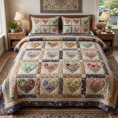 Flower Patchwork 3-Piece Quilted Bedding Set GFTOTG4078
