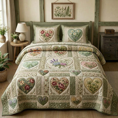 Flower Patchwork 3-Piece Quilted Bedding Set GFTOTG4081