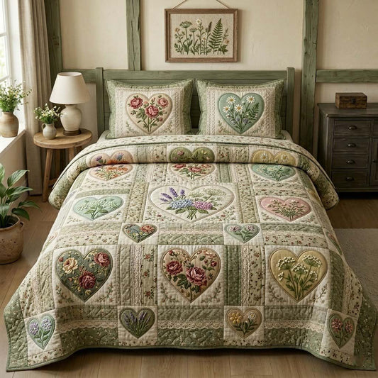 Flower Patchwork 3-Piece Quilted Bedding Set GFTOTG4081