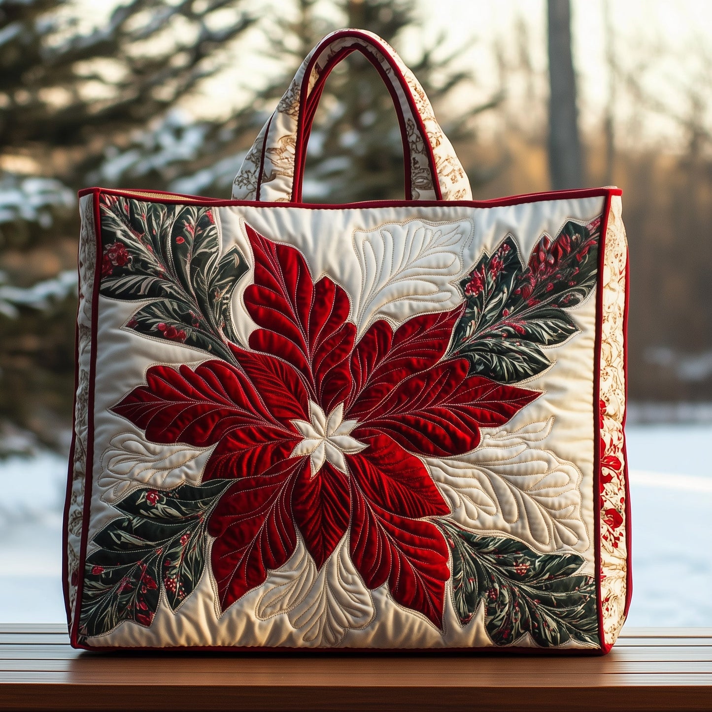 Poinsettia Quilted Tote Bag GFTOTG566