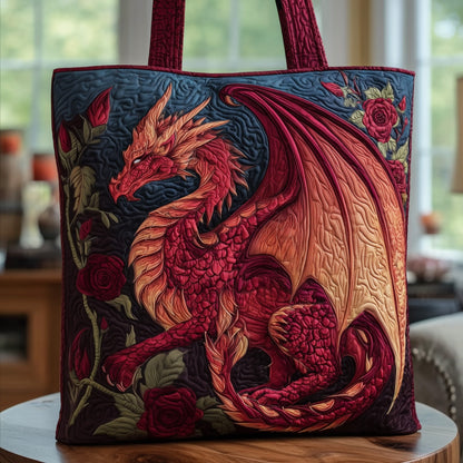 Dragon And Roses Quilted Tote Bag GFTOTG95