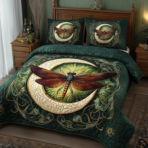 Dragonfly Mandala 3-Piece Quilted Bedding Set GFTOTL1050