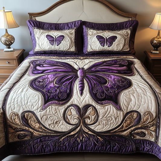 Midnight Butterfly 3-Piece Quilted Bedding Set GFTOTL1264